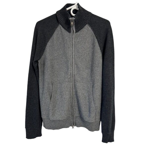 Banana Republic Full Zip Sweater S Mens Black Gray Wool Blend Henley Style - Picture 1 of 9